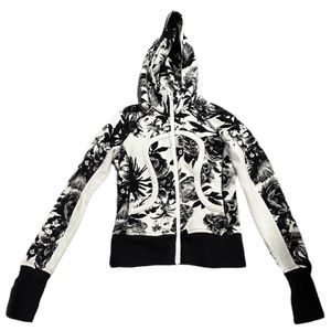 Lululemon Scuba Hoodie Zip Up Jacket, Black/ White Floral Small 2. OBO